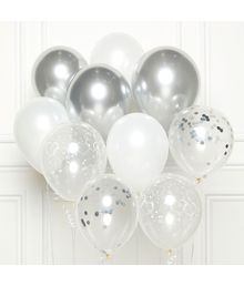 Flot sølv ballon buket til sølvbryllup.