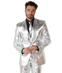 Flot skinnende sølv jakkesæt. 