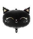 Flot sort folie ballon med katte ansigt til helium. 
