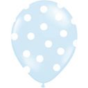Flotte lyseblå balloner i latex med hvide prikker.
