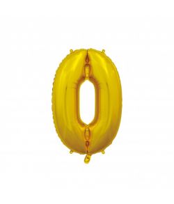 Folieballon 0 Guld 66 cm.
