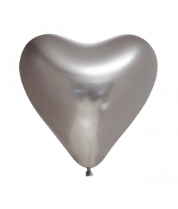 Flotte  sølv hjerte balloner med spejl overflade.