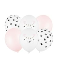 Flot Meow ballon buket med 6 latex balloner.