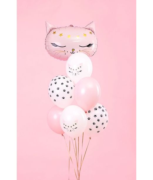 Flot Meow ballon buket med 6 latex balloner.