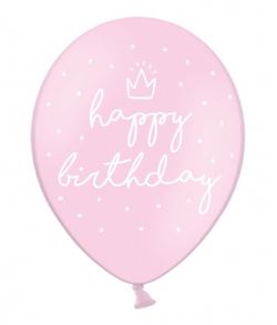 Flotte 6 stk lyserøde fødselsdagsballoner.