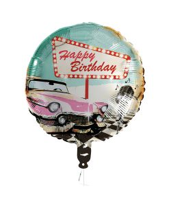 Rund Happy Birthday folieballon til 50er fødselsdagen
