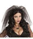 Flot sort brudeslør på hårbøjle til Halloween udklædningen.