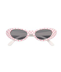 Hvide 50er briller med pink prikker