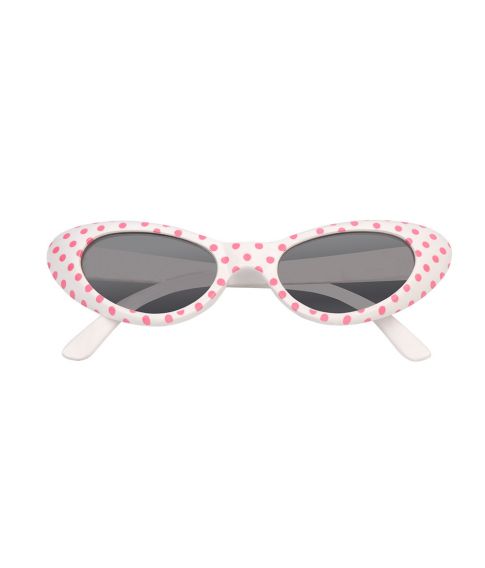 Hvide 50er briller med pink prikker