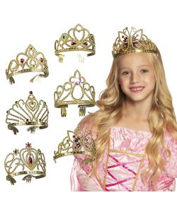 Flot prinsesse tiara i guld. 6 stk. assorteret.