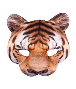 Tiger halvmaske med printet stof og elastik