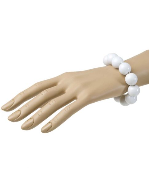 Flot hvidt armbånd med store perler til dit kostume.