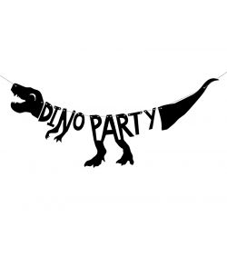 Sød Dino Party bogstavsguirlande i sort karton