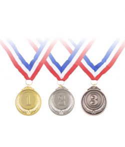 Guld, sølv og bronze medalje i stofrem