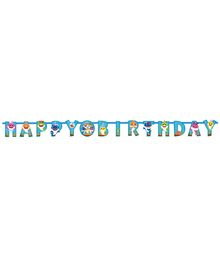 Flot Baby Shark banner med Happy Birthday. 