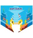 Flotte Baby Shark invitationer med kuverter.