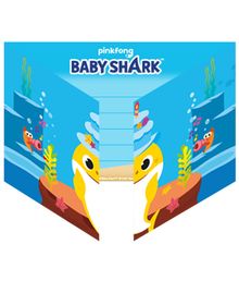 Flotte Baby Shark invitationer med kuverter.