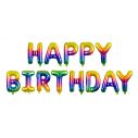 'Happy Birthday' folieballoner i regnbuens farver