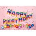 'Happy Birthday' folieballoner i regnbuens farver