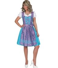 Dirndl kjole turkis og lilla.