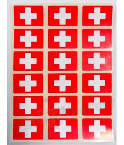 Ark med 18 Schweiziske flag klistermærker