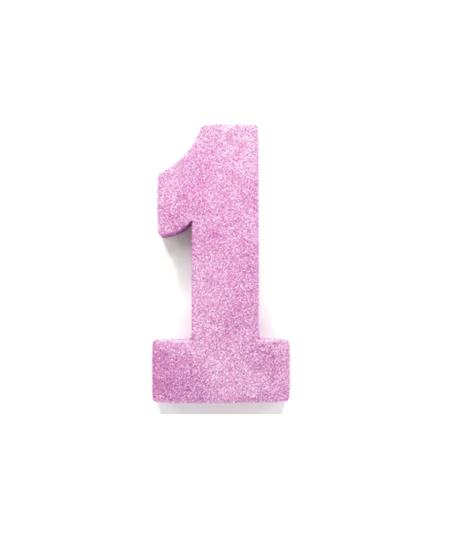 Pink borddekoration i skum, med glimmer