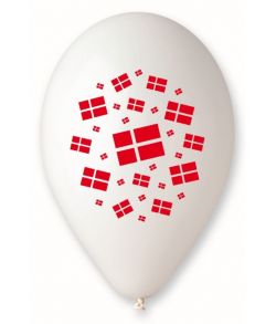 6 hvide balloner med danske flag