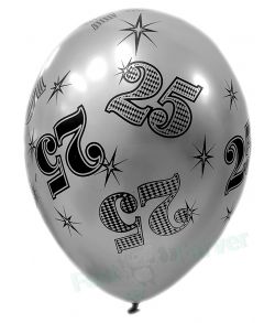 5 stk. sølv balloner med 25 til jubilæet