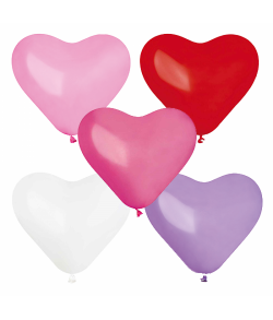 5 stk. hjerteformet balloner i forskellige farver