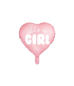 Hjerteformet folieballon med It's a Girl 