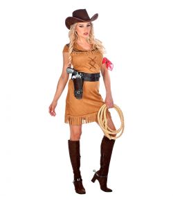 Flot Cowgirl kjole i ruskind-look. 