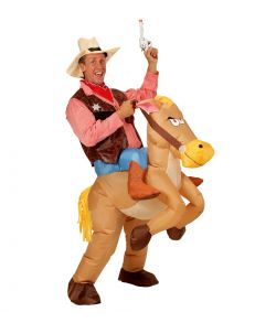 Sjovt oppusteligt heste kostume til Cowboy festen.