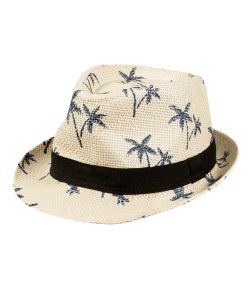 Flot fedora hat med med palmer og bånd.