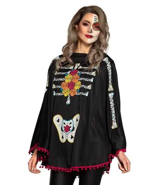Flot sort Day of the Dead poncho. 
