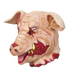 Blodig grisemaske i latex til halloween udklædningen.