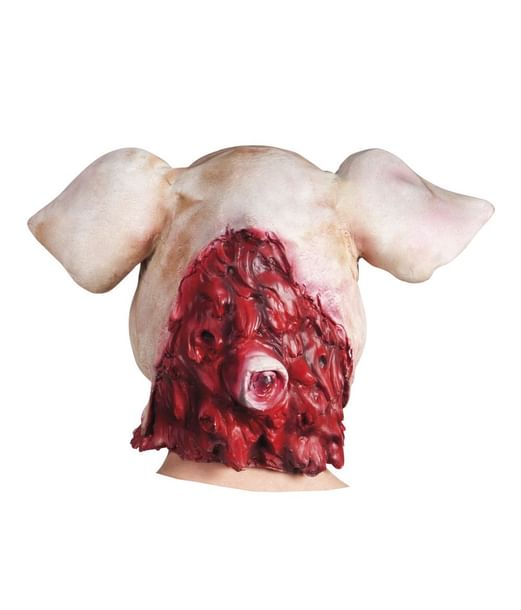 Blodig grisemaske i latex til halloween udklædningen.