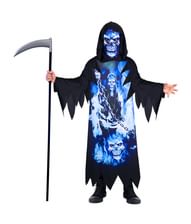 Uhyggeligt Neon Reaper kostume til drenge. 