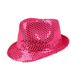 Popstar hat i hot pink med pailletter 