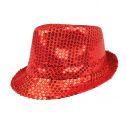 Hat med røde pailletter.