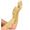 Flot elastiske guld farvet satin handsker.