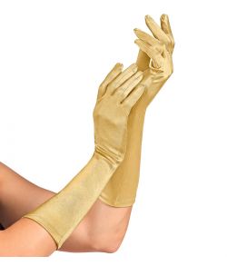Flot elastiske guld farvet satin handsker.
