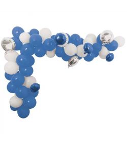Flot ballonbue sæt med blå og hvide balloner.