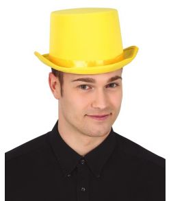 Flot gul høj hat med satin bånd.