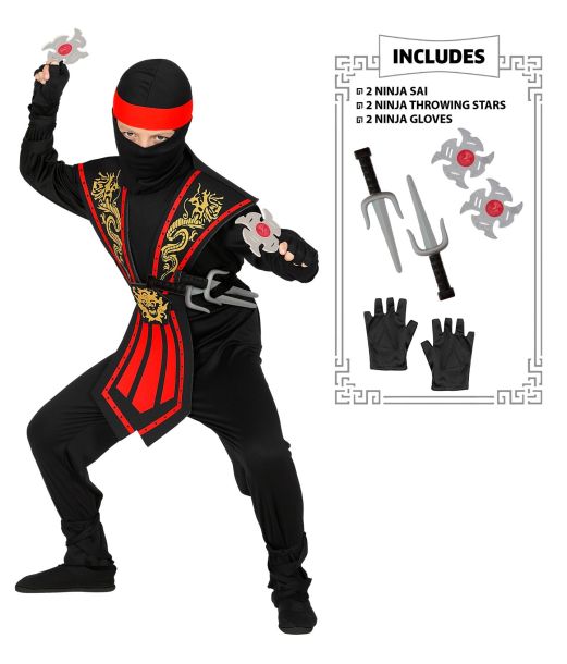 Sejt Ninja kostume med brystpanser og våben.