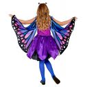 Farverigt lilla sommerfugl kostume til piger str 116 - 158 cm.
