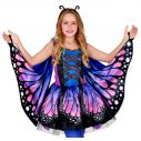 Farverigt lilla sommerfugl kostume til piger str 116 - 158 cm.