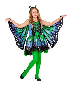 Farverigt sommerfugle kostume til piger str 116 - 158 cm.