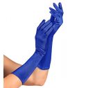Flotte elastiske blå lange satin handsker.