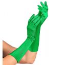 Flotte elastiske grønne lange satin handsker.