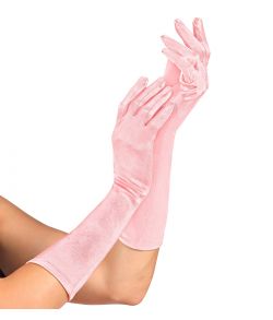 Flotte elastiske pink lange satin handsker.
